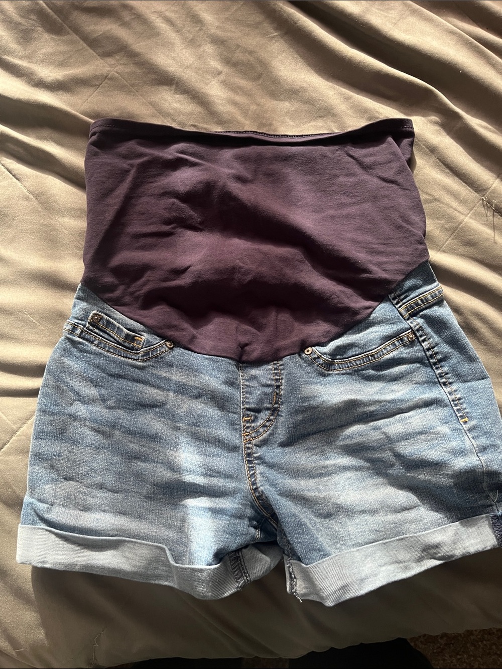 Maternity Denim Shorts with Stretch Panel